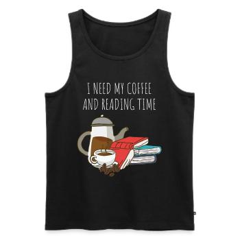 Kaffee trinken, Bücher und Lesen - Männer Premium Bio Tank Top - Schwarz - Vorne - Michal (187cm)