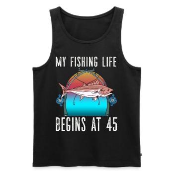 Fisherman's birthday 45 Fishing 45th angler - Men's Premium Organic Tank Top - black - Front - Michal (187cm)