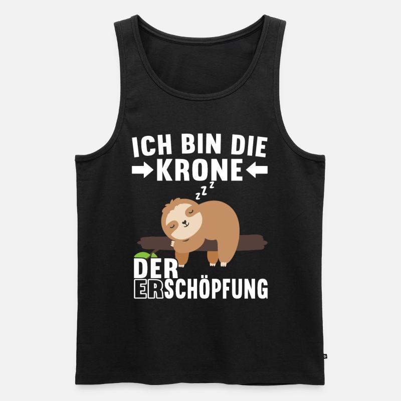 Faultier Spruch Müdigkeit - Männer Premium Bio Tank Top - Schwarz