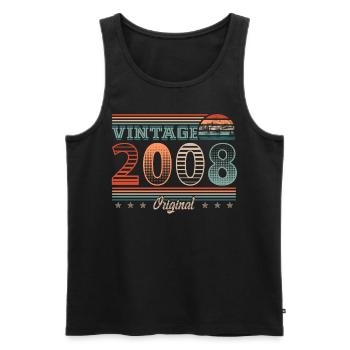 Millésime 2008 Année de naissance 2008 Anniversaire Hommes - Débardeur bio Premium Homme - noir - Devant - Michal (187cm)