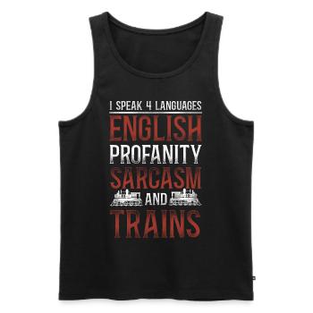 Steam Train Driver Trainspotting - Men's Premium Organic Tank Top - black - Front - Michal (187cm)