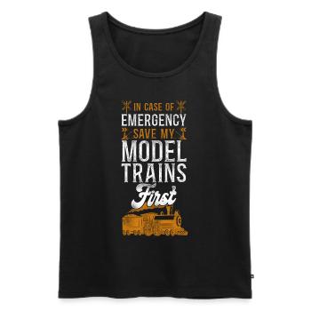 Steam Train Driver Trainspotting - Männer Premium Bio Tank Top - Schwarz - Vorne - Michal (187cm)