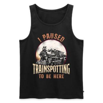 Steam Train Driver Trainspotting - Men's Premium Organic Tank Top - black - Front - AI Model Male 178 light (178cm)