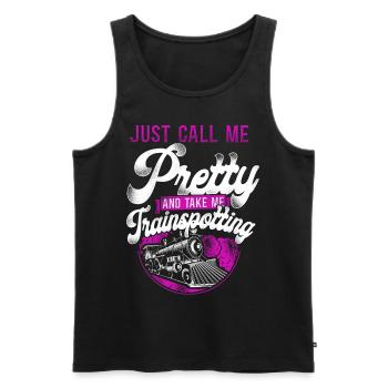 Steam Train Driver Trainspotting - Men's Premium Organic Tank Top - black - Front - AI Model Male 178 light (178cm)
