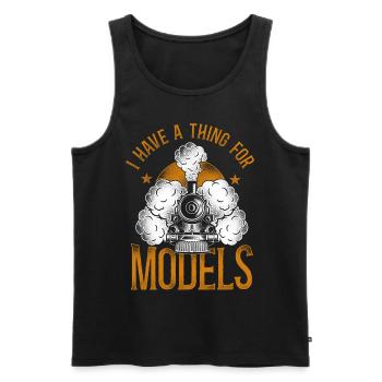 Steam Train Driver Trainspotting - Männer Premium Bio Tank Top - Schwarz - Vorne - Michal (187cm)
