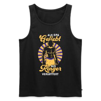 Loved as Grandpa Wrestling Idolized as a Wrestler - Men's Premium Organic Tank Top - black - Front - AI Model Male 178 light (178cm)