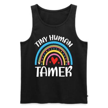 Enseignant Tiny Human Tamer - Débardeur bio Premium Homme - noir - Devant - AI Model Male 178 light (178cm)