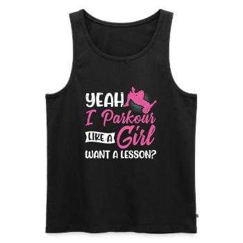 Parkour Girl Run Jump Flip Freerunning Acrobatics - Men's Premium Organic Tank Top - black - Front - AI Model Male 178 light (178cm)