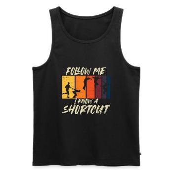 Shortcut Run Jump Flip Freerunning Acrobatics - Men's Premium Organic Tank Top - black - Front - AI Model Male 178 light (178cm)