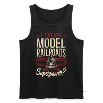 Steam Train Driver Trainspotting - Männer Premium Bio Tank Top - Schwarz - Vorne - Michal (187cm)
