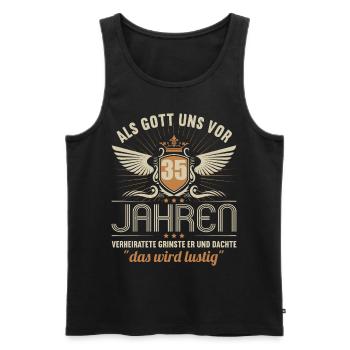 35 Jahre verheiratet wird lustig 35.Hochzeitstag - Männer Premium Bio Tank Top - Schwarz - Vorne - Michal (187cm)