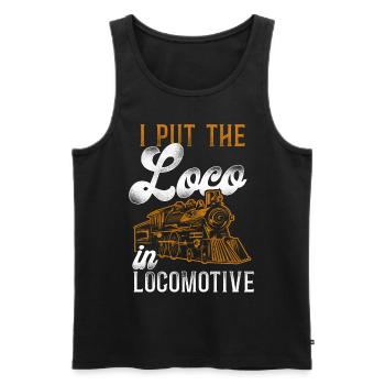 Steam Train Driver Trainspotting - Men's Premium Organic Tank Top - black - Front - AI Model Male 178 light (178cm)