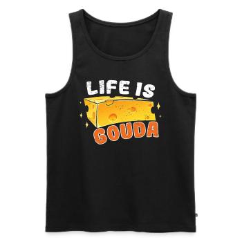 Käsefan Cheese Cheese lover Gouda Hard Cheese - Men's Premium Organic Tank Top - black - Front - Michal (187cm)