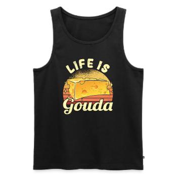 Käsefan Cheese Cheese lover Gouda Hard Cheese - Men's Premium Organic Tank Top - black - Front - Michal (187cm)