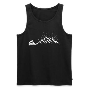 Steam Train Driver Trainspotting - Men's Premium Organic Tank Top - black - Front - AI Model Male 178 light (178cm)