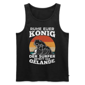Ruhe euer König der Surfer betritt das Gelände - - Männer Premium Bio Tank Top - Schwarz - Vorne - Michal (187cm)
