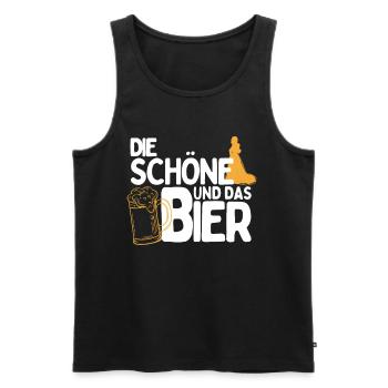 Die Schöne und das Bier Party Outfit zum Bier - Männer Premium Bio Tank Top - Schwarz - Vorne - Michal (187cm)