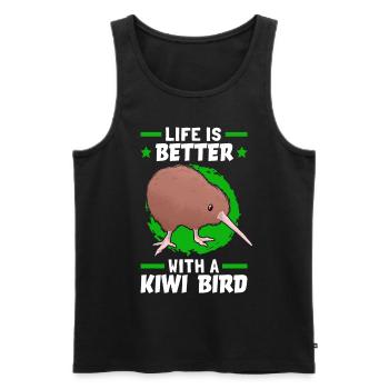 La vie est meilleure avec un oiseau kiwi - Débardeur bio Premium Homme - noir - Devant - Michal (187cm)