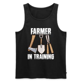 Agriculteur en formation Agriculture agricole Drôle d’agriculteur - Débardeur bio Premium Homme - noir - Devant - AI Model Male 178 light (178cm)