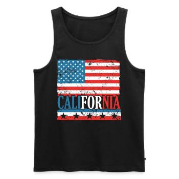 CA Rules États-Unis État d’Amérique Californie Californie - Débardeur bio Premium Homme - noir - Devant - Michal (187cm)