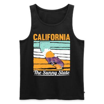 Californie L’état ensoleillé USA Amérique Californie - Débardeur bio Premium Homme - noir - Devant - Michal (187cm)