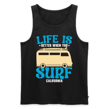Life Is Better When You Surf USA Kalifornien Surfe - Männer Premium Bio Tank Top - Schwarz - Vorne - Michal (187cm)