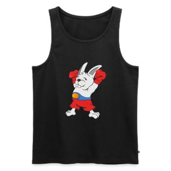 Boxing Hase Lustiger Boxer Cartoon Kampfsport - Männer Premium Bio Tank Top - Schwarz - Vorne - Michal (187cm)