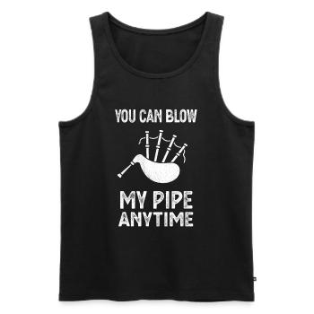 Sackpfeife Blasen Dudelsack Spruch Humor Spaß - Männer Premium Bio Tank Top - Schwarz - Vorne - Michal (187cm)