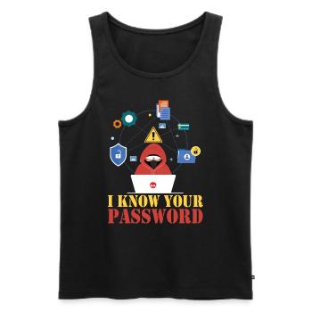 Je connais votre mot de passe Hacker Cybersécurité Hack - Débardeur bio Premium Homme - noir - Devant - AI Model Male 178 light (178cm)