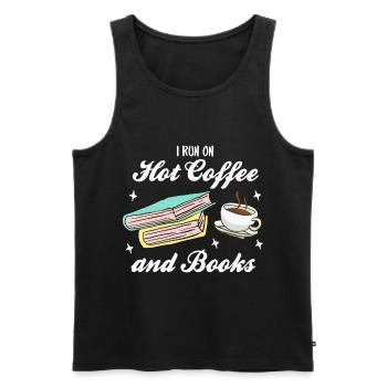 hot coffee and reading books - Men's Premium Organic Tank Top - black - Front - AI Model Male 178 light (178cm)