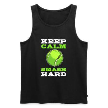 Keep Calm, Smash Hard Tennis Tennis Player - Männer Premium Bio Tank Top - Schwarz - Vorne - Michal (187cm)