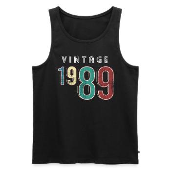 Millésime 1989 Anniversaire Né année 1989 - Débardeur bio Premium Homme - noir - Devant - AI Model Male 178 light (178cm)