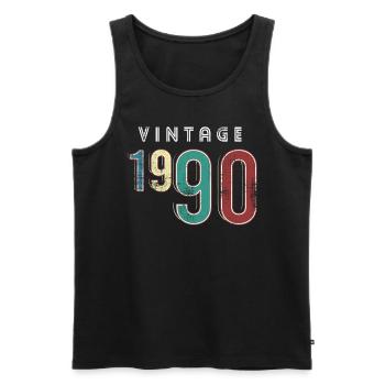 Vintage 1990 Anniversaire Né année 1990 - Débardeur bio Premium Homme - noir - Devant - Michal (187cm)