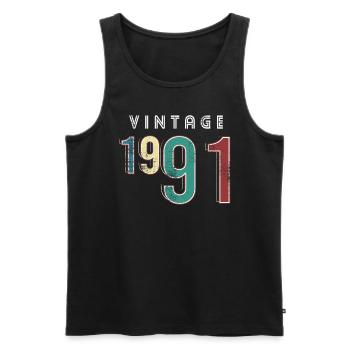 Vintage 1991 Birthday Born year 1991 - Men's Premium Organic Tank Top - black - Front - AI Model Male 178 light (178cm)