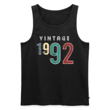 Millésime 1992 Anniversaire Né année 1992 - Débardeur bio Premium Homme - noir - Devant - AI Model Male 178 light (178cm)