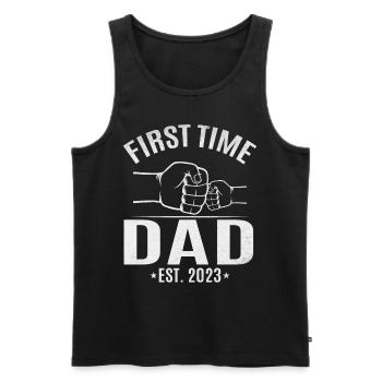 For the first time Dad Est. 2023 Dad becomes fatherhood - Men's Premium Organic Tank Top - black - Front - AI Model Male 178 light (178cm)