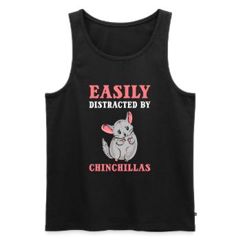Easily Distracted By Chinchillas Chinchilla Pet - Men's Premium Organic Tank Top - black - Front - AI Model Male 178 light (178cm)
