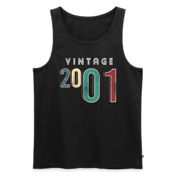 Vintage 2001 Anniversaire Né année 2001 - Débardeur bio Premium Homme - noir - Devant - AI Model Male 178 light (178cm)