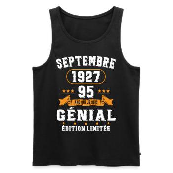 95 Ans Anniversaire Vintage En Septembre 1927 - Débardeur bio Premium Homme - noir - Devant - Michal (187cm)