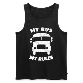 Chauffeur d’autobus scolaire - Mon autobus Mes règles - - Débardeur bio Premium Homme - noir - Devant - Michal (187cm)