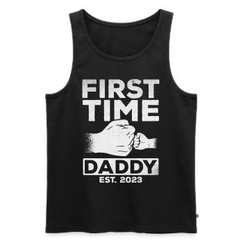 Daddy Est. 2023 will be a dad for the first time - Men's Premium Organic Tank Top - black - Front - AI Model Male 178 light (178cm)