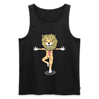 Yoga, Yogi, Lion, Méditation, Relaxation, Chat - Débardeur bio Premium Homme - noir - Devant - Michal (187cm)