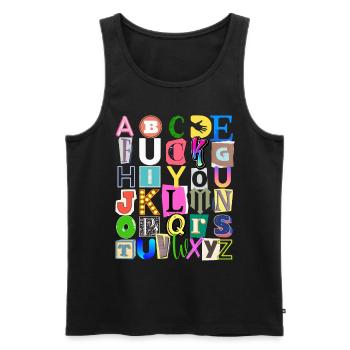 Alphabet and hidden message - Men's Premium Organic Tank Top - black - Front - AI Model Male 178 light (178cm)