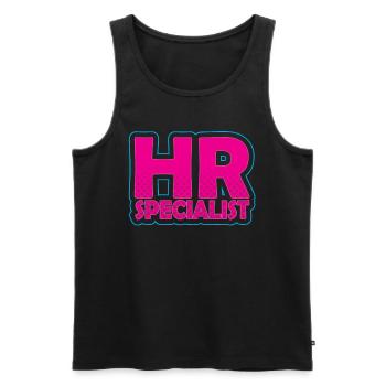 Spécialiste rh Ressources humaines personnelles Gestionnaire des ressources humaines - Débardeur bio Premium Homme - noir - Devant - AI Model Male 178 light (178cm)