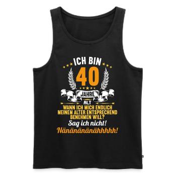 Ich bin 40 Jahre alt 40 Geburtstag - Männer Premium Bio Tank Top - Schwarz - Vorne - Michal (187cm)