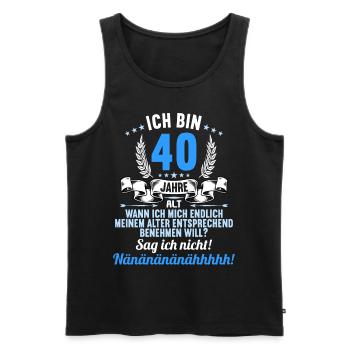 Ich bin 40 Jahre alt 40 Geburtstag - Männer Premium Bio Tank Top - Schwarz - Vorne - Michal (187cm)