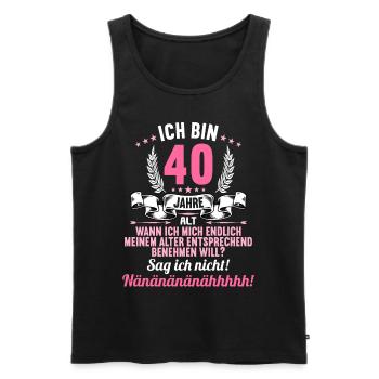 Ich bin 40 Jahre alt 40 Geburtstag - Männer Premium Bio Tank Top - Schwarz - Vorne - Michal (187cm)