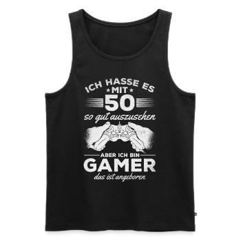 Gaming 50 Jahre Geburtstag Gaming 50 Geburtstag - Männer Premium Bio Tank Top - Schwarz - Vorne - Michal (187cm)