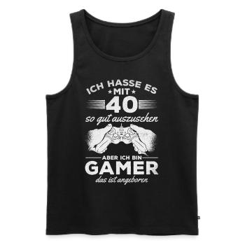 Gaming 40 Jahre Geburtstag Gaming 40 Geburtstag - Männer Premium Bio Tank Top - Schwarz - Vorne - Michal (187cm)