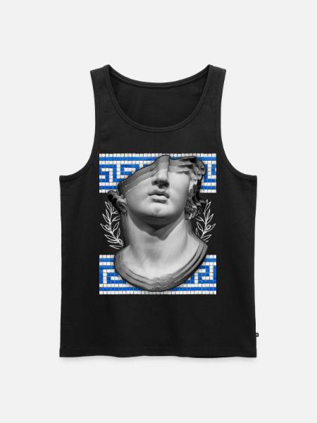 Greece, ancient sculpture, meandering pattern - Men's Premium Organic Tank Top - black